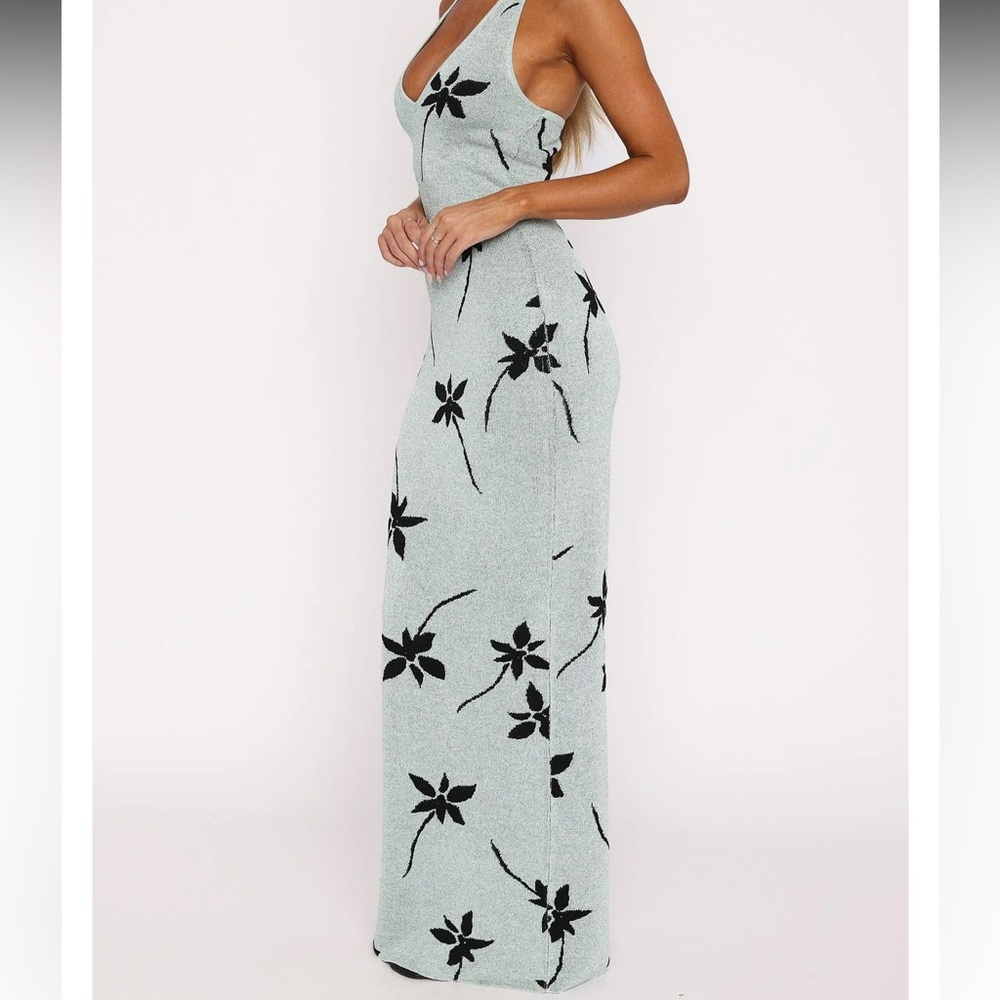 White Fox Boutique Chasing Heaven Knit Maxi Dress Mint - Picture 2 of 6